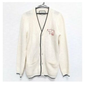 Gucci cardigan Embroidery elephants ivory Red